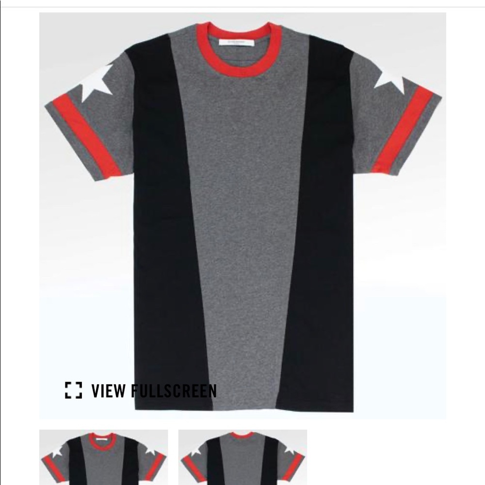 Givenchy Grey black red star appliqué T-shirt
